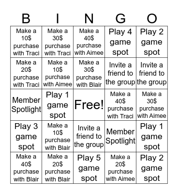 Direct Sales Bingo Card
