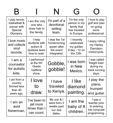 Happy Thanksgiving 2023! Bingo Card