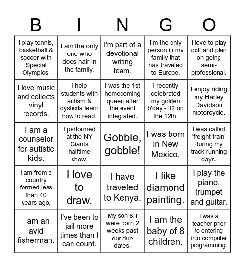 Happy Thanksgiving 2023! Bingo Card