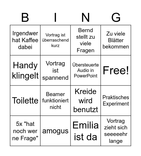 Ringvorlesung Bingo Card