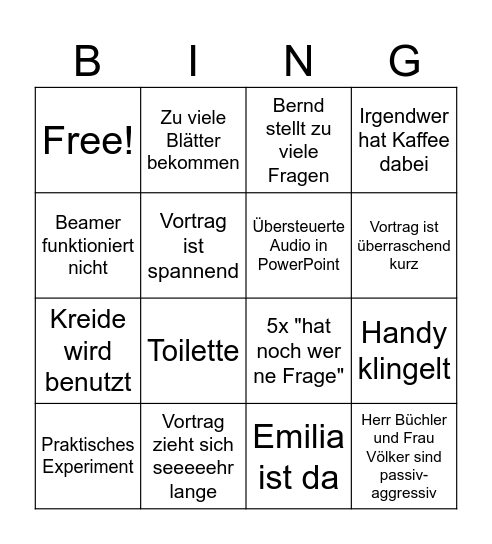 Ringvorlesung Bingo Card