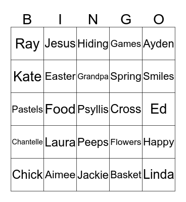 Easter Bingo Card