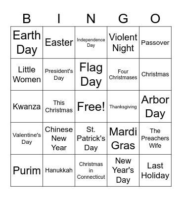 Holidays! Bingo Card