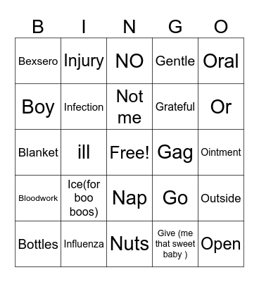 Pediatric Bingo Card