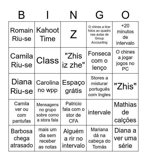 Bingo Mestrado Accouting Bingo Card