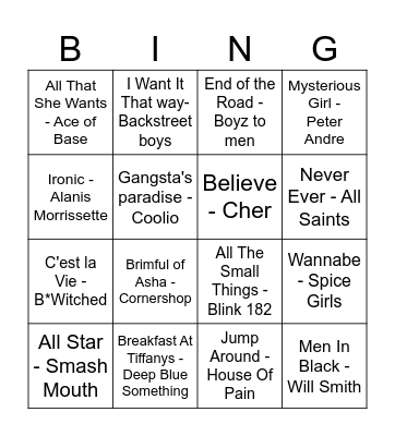 Party music bingo Card