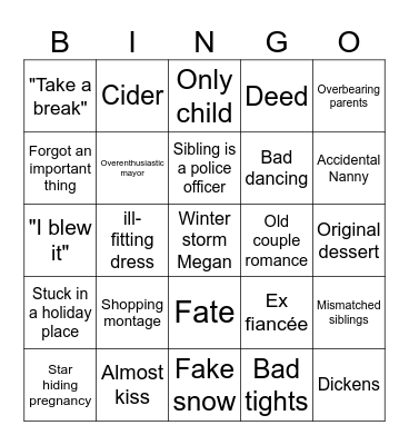 Hallmark Thanksgiving #1 Bingo Card