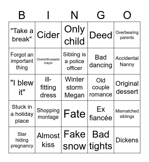 Hallmark Thanksgiving #1 Bingo Card