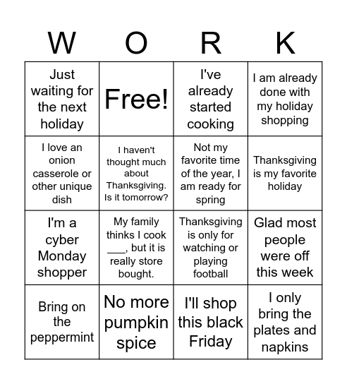 Atlantic Advocates Worksgiving Bingo Card