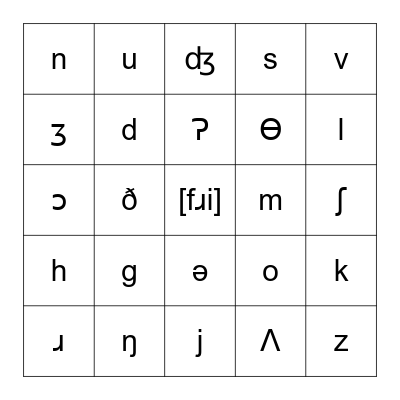 International Phonetic Alphabet Bingo Card