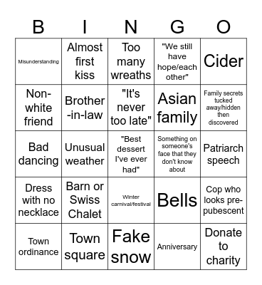 Hallmark Movies #2 Bingo Card