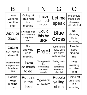 SJ Bingo Card