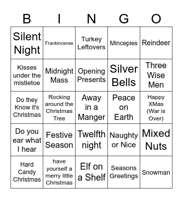 Week of Fun Rebus Bingo Card