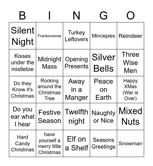 Week of Fun Rebus Bingo Card