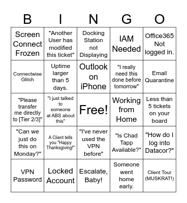 ABS Thanksgiving Bingo Card