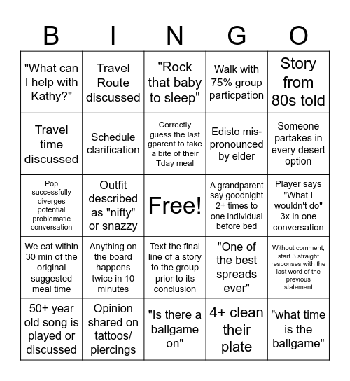 Go Nuts on Bingo Card