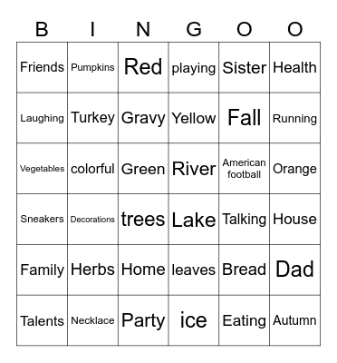 Thanksgiving Bingo Card