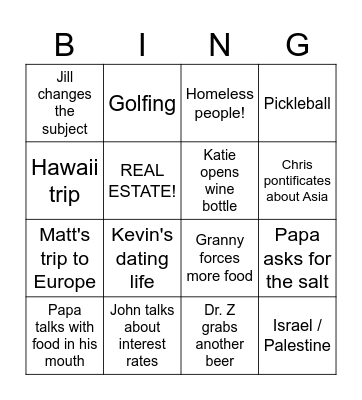 Crumnacian Bingo Card