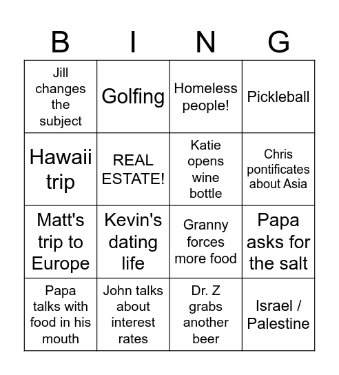 Crumnacian Bingo Card