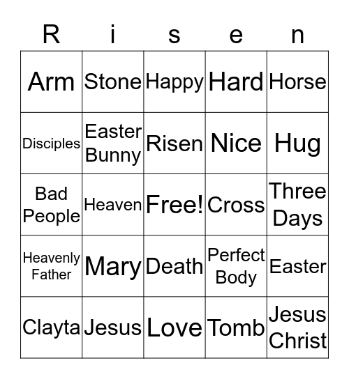 Easter Sunday Card Bingo Card