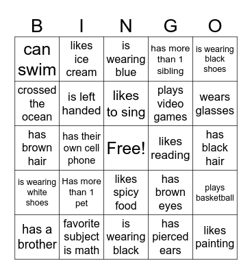 Get to Know You Bingo! Bingo Card