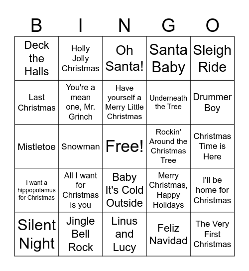 It's Beginning to Look a lot like Christmas... Bingo Card