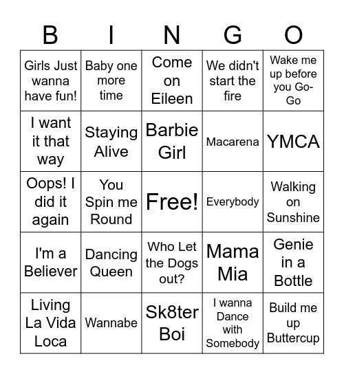 80s 90s 00s Bingo Card