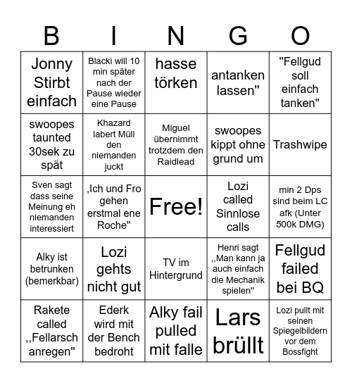 Raid 22.11.2023 Bingo Card