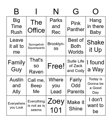 TV Theme Songs ! Bingo Card