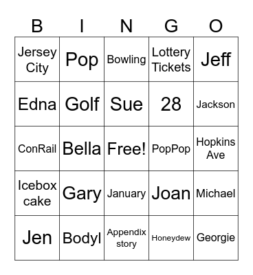 Happy Birthday Gary Bingo Card