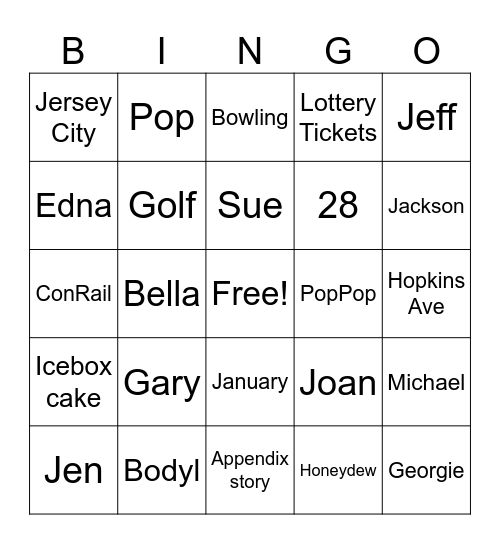 Happy Birthday Gary Bingo Card