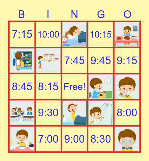 Daily Routine Bingo Card