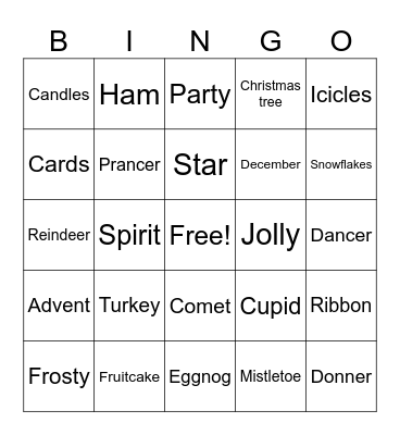 PHT Christmas Bingo Card