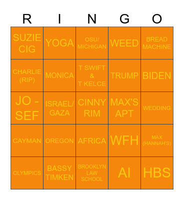 Thanksgiving 2023 Bingo Card