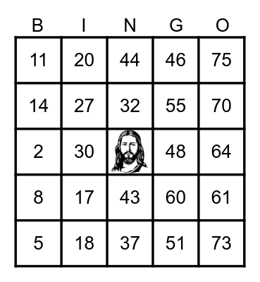 Good Shepherd Chocolate Bar Bingo! Bingo Card