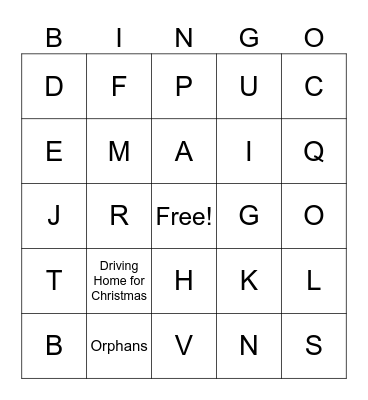 Scottish Xmas Quiz Bingo Card