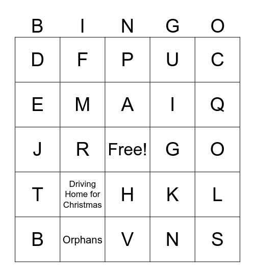 Scottish Xmas Quiz Bingo Card