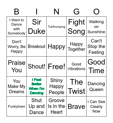 POP MUSIC Bingo Card