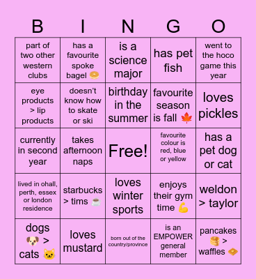 EMPOWER Bingo Card