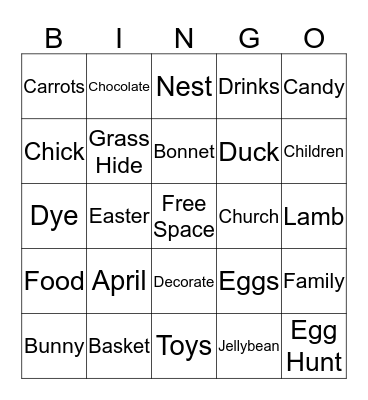 Schultz Easter Bingo Card