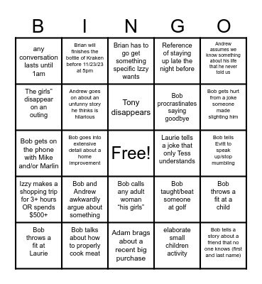 Fitzgerald Thanksgiving 2023 Bingo Card