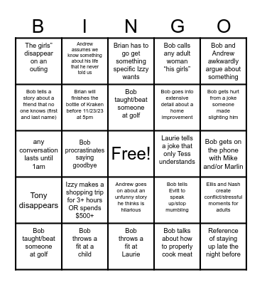 Fitzgerald Thanksgiving 2023 Bingo Card