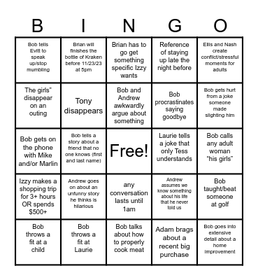 Fitzgerald Thanksgiving 2023 Bingo Card