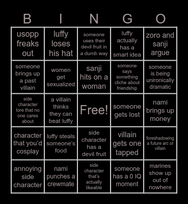 One Piece Bingo Card