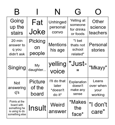 Stewart Bingo Card