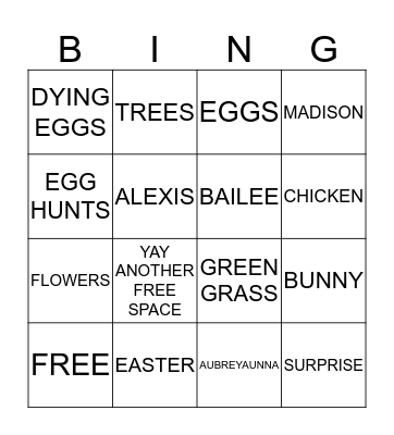 EASTER BING(O) Bingo Card