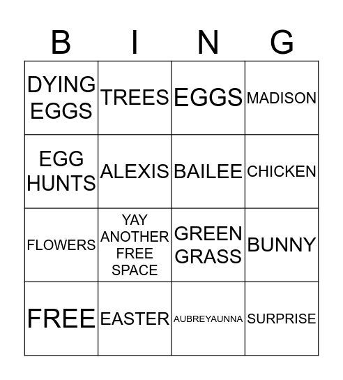 EASTER BING(O) Bingo Card
