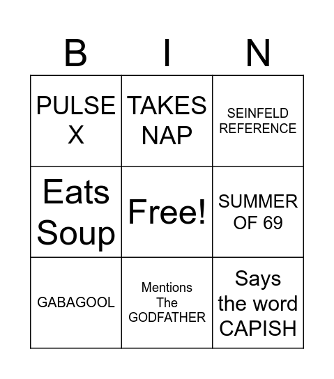 TONY BINGO Card