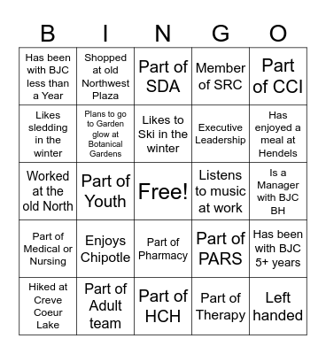 North December Meeting Bingo Card