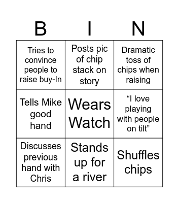 Owen Poker Bingo Card